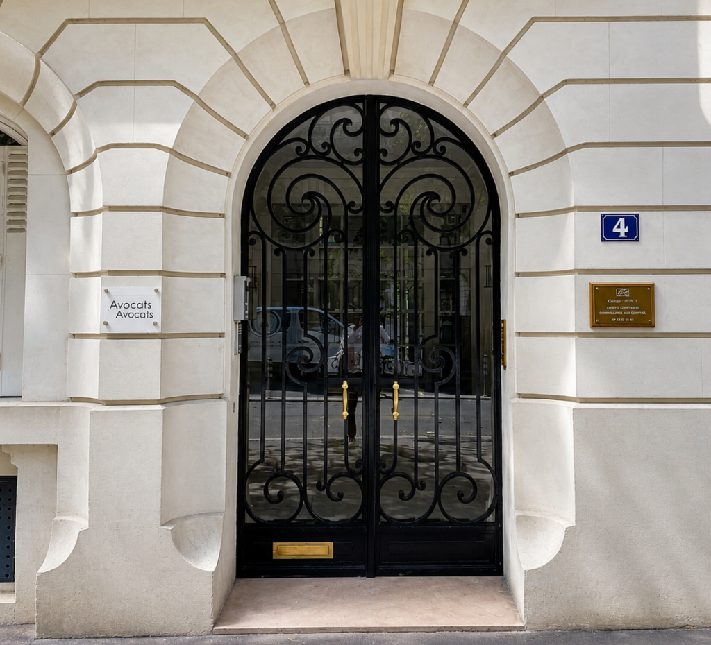 Entrée du cabinet d’avocat fiscaliste à Paris
